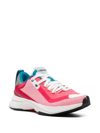 Lanvin Mesh Panelled Low Top Sneakers In White