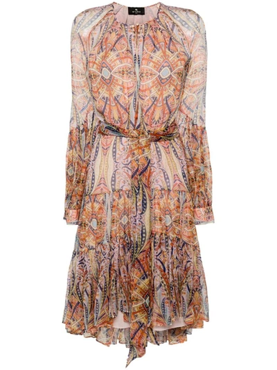 Etro Printed Tiered Skirt Dress With Elasticated Waistband In Multicolour