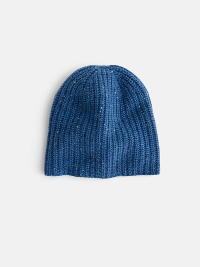 Shop Alex Mill Cashmere Donegal Beanie In Blue Donegal