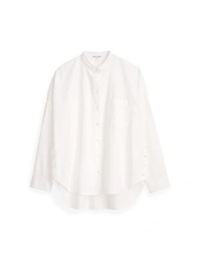 Shop Alex Mill Collarless Shirt In Paper Poplin In White