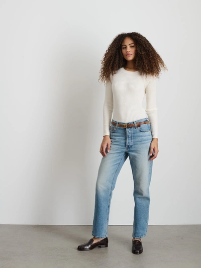 Shop Alex Mill Ribbed Crewneck Sweater In Ivory