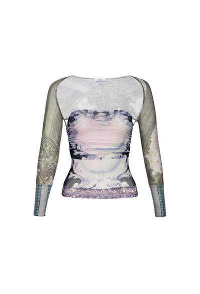 Ho23 Iris Top In Emblem Print