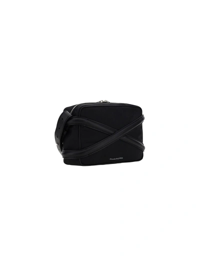 Shop Alexander Mcqueen Nylon And Leather Shoulder Bag With Frontal Logo