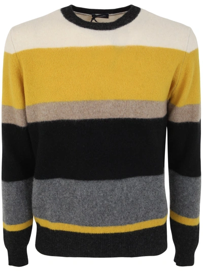 Shop Drumohr Color Block Long Sleeve Crew Neck Sweater Clothing In Yellow & Orange