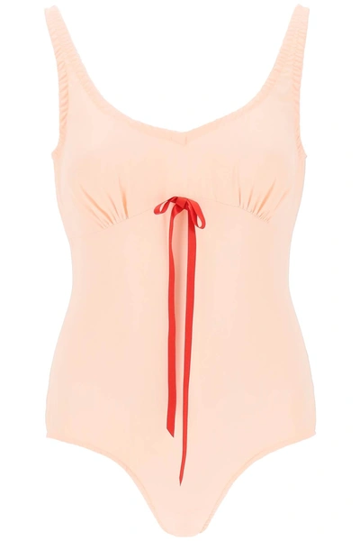 Shop Simone Rocha Silk Blend Bodysuit With Bow Detail