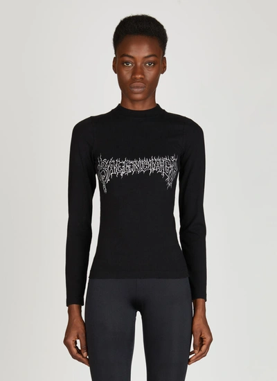 Shop Balenciaga Women Darkwave Long-sleeve Top In Black