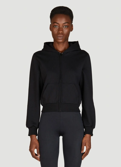 Shop Balenciaga Women Fitted Zip-up Hooded Sweatshirt In Black