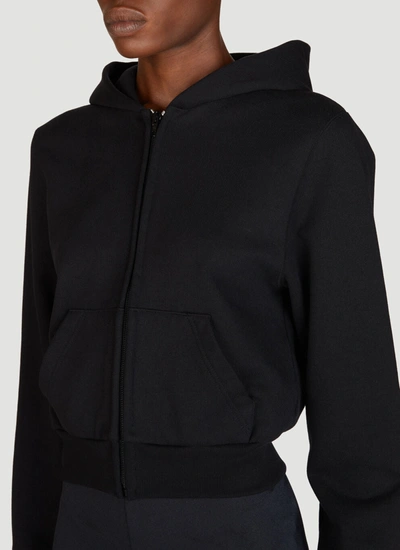 Shop Balenciaga Women Fitted Zip-up Hooded Sweatshirt In Black