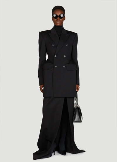 Shop Balenciaga Women Hourglass Wool Blazer In Black