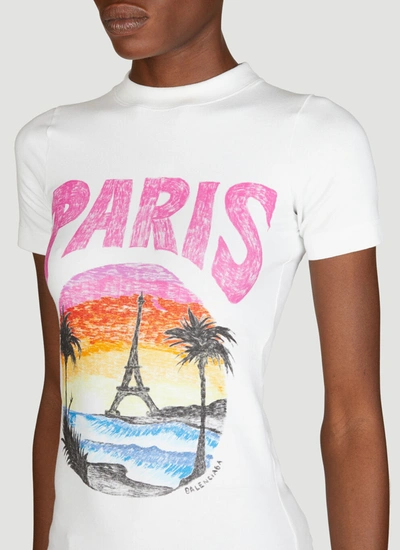 Shop Balenciaga Women Paris Tropical T-shirt In White