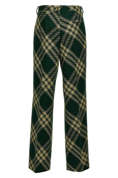 Shop Burberry Men Check Wool Pants In Green