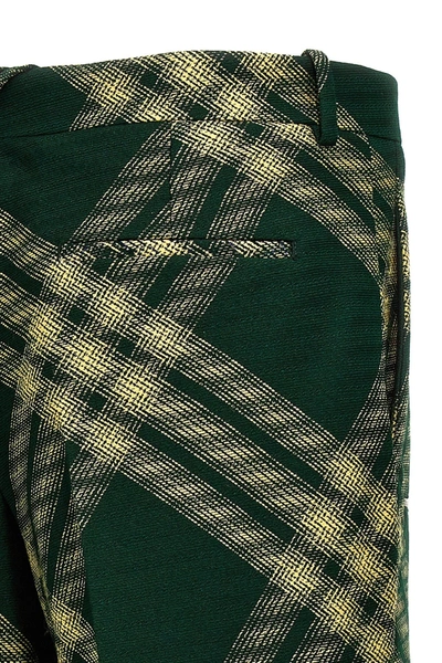 Shop Burberry Men Check Wool Pants In Green