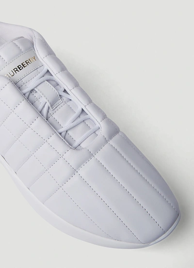 Shop Burberry Men Quilted Classic Sneakers In White