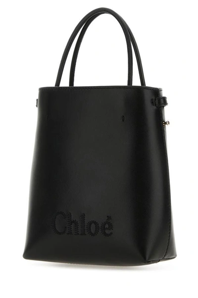 Shop Chloé Chloe Woman Black Leather Micro Chloe Sense Handbag