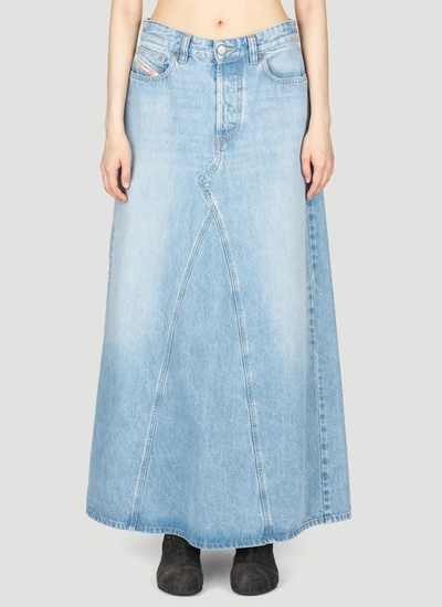 Shop Diesel Women De-pago Denim Maxi Skirt In Blue