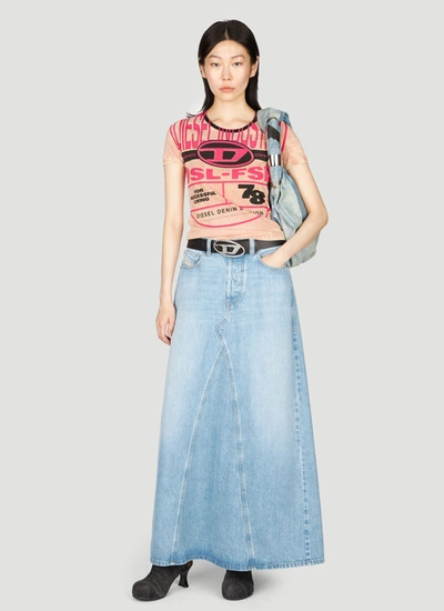 Shop Diesel Women De-pago Denim Maxi Skirt In Blue