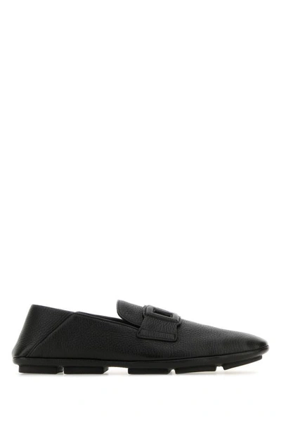 Shop Dolce & Gabbana Man Black Leather Driver Loafers