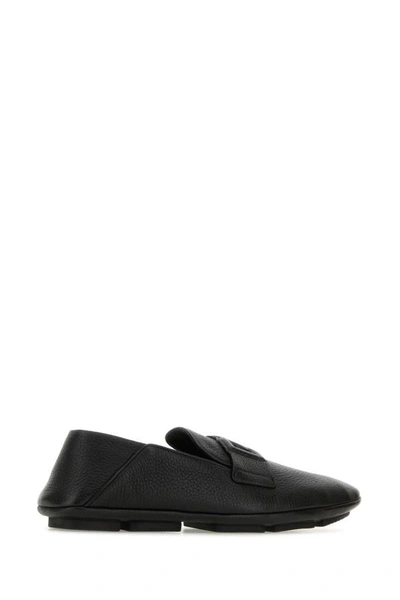 Shop Dolce & Gabbana Man Black Leather Driver Loafers