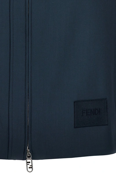 Shop Fendi Men ' O'lock' Single Breast Blazer Jacket In Blue