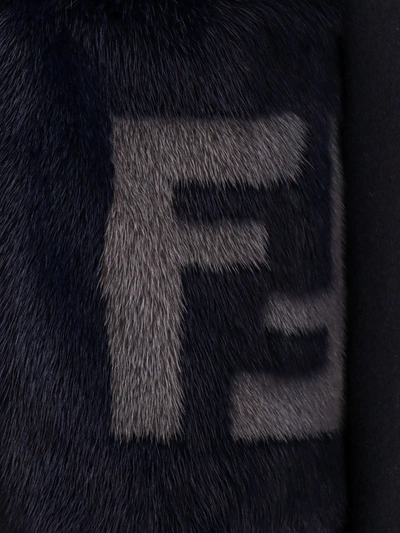 Shop Fendi Men Monogram-print Belted Virgin-wool Coat In Blue