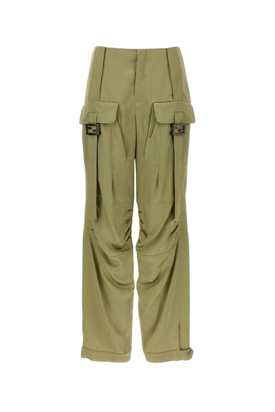 Shop Fendi Women 'ff Baguette' Pants In Green