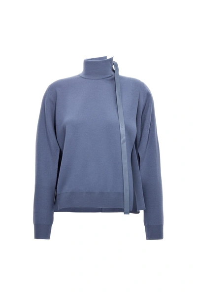 Shop Fendi Women High Neck Sweater In Blue