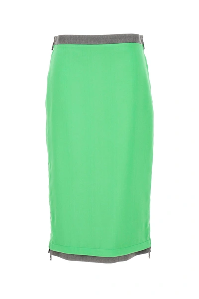 Shop Fendi Women Satin And Gabardine Skirt In Green