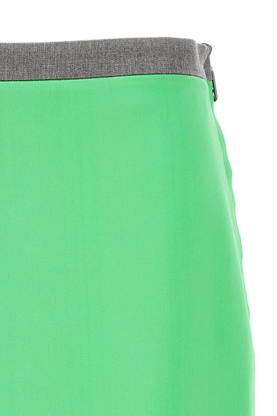 Shop Fendi Women Satin And Gabardine Skirt In Green