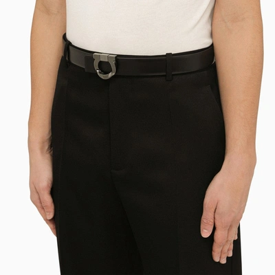 Shop Ferragamo Gancini Reversible Black/brown Leather Belt Men In Multicolor