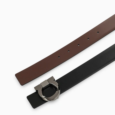 Shop Ferragamo Gancini Reversible Black/brown Leather Belt Men In Multicolor