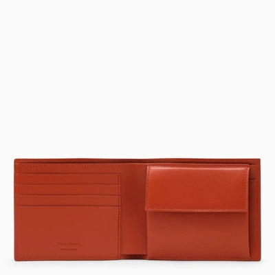 Shop Ferragamo Terracotta-coloured Leather Bi-fold Wallet With Logo Men In Brown