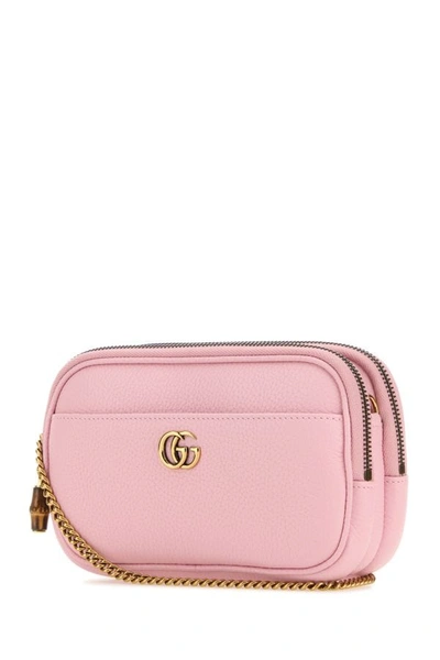 Shop Gucci Woman Pink Leather Crossbody Bag