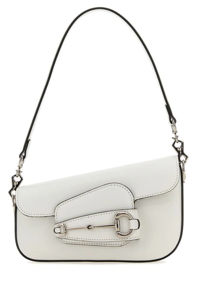 Shop Gucci Woman White Leather Mini  Horsebit 1955 Handbag