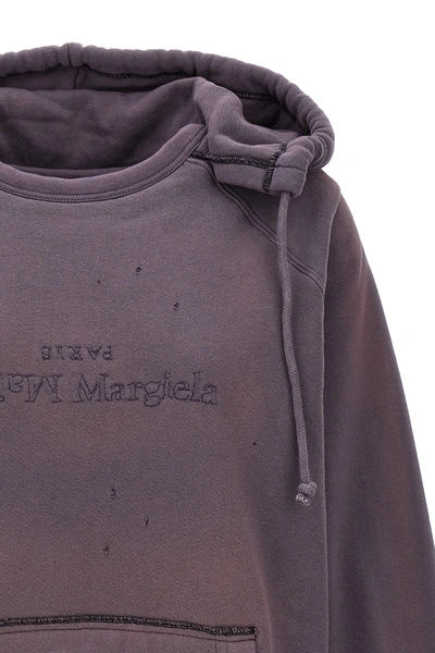 Maison Margiela Reverse-logo Cotton Hoodie In Purple