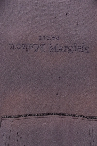 Maison Margiela Reverse-logo Cotton Hoodie In Purple