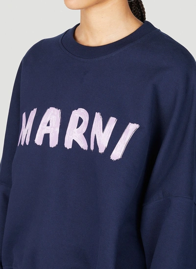 Shop Marni Women Logo Print Sweatshirt In Blue