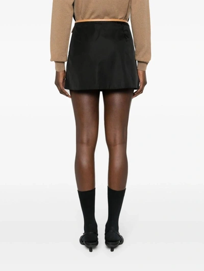 Shop Prada Women Contrasting Waistband Mini Skirt In Black