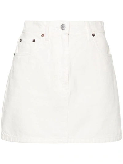 Shop Prada Women Denimi Mini Skirt In White