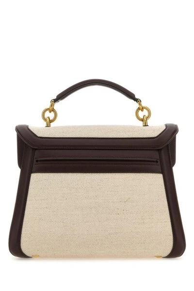 Shop Ferragamo Salvatore  Woman Sand Canvas Margot Handbag In Brown