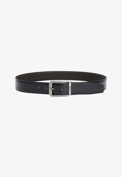 Shop Zegna Buckle Belt In Bovine Leather In Black