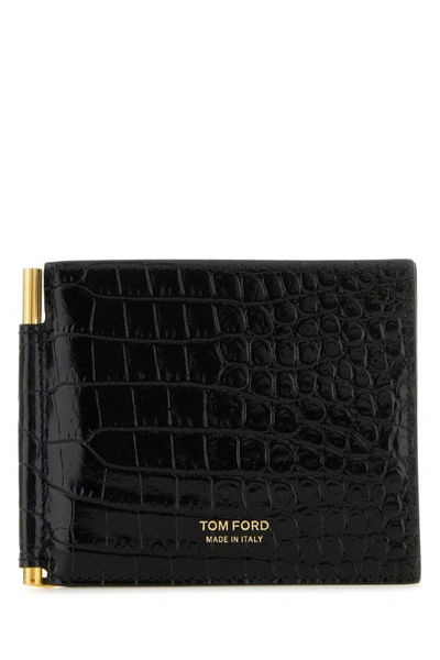 Shop Tom Ford Man Black Leather Card Holder