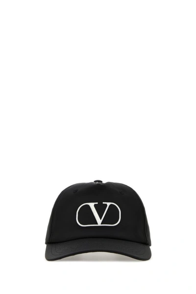 Shop Valentino Garavani Man Black Cotton Baseball Cap