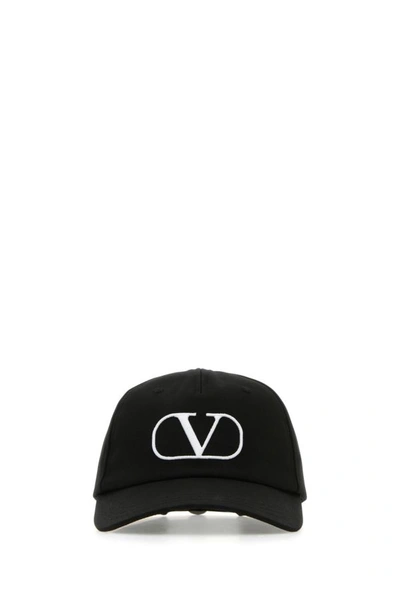 Shop Valentino Garavani Man Black Cotton Baseball Cap