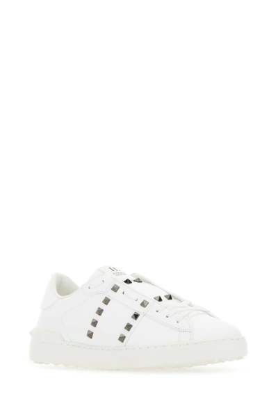 Shop Valentino Garavani Man White Leather Rockstud Untitled Sneakers