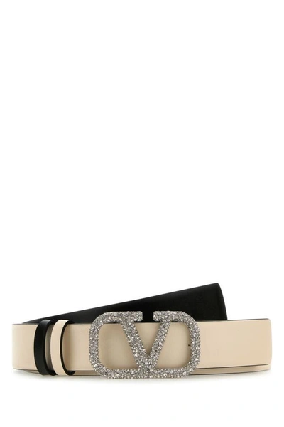 Shop Valentino Garavani Woman Ivory Leather Vlogo Signature Reversible Belt In White