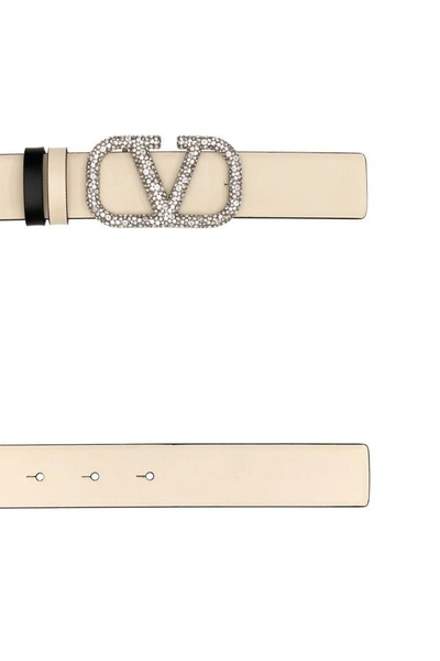Shop Valentino Garavani Woman Ivory Leather Vlogo Signature Reversible Belt In White