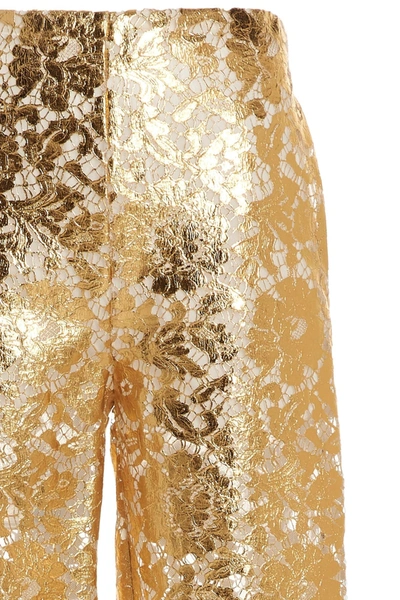 Shop Valentino Garavani Women Gold Heavy Lace  Pants