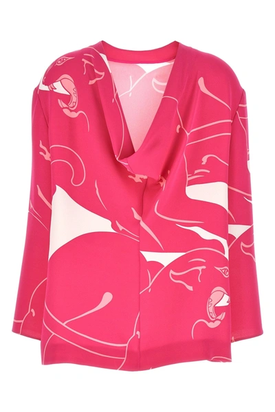Shop Valentino Garavani Women  'panther' Top In Pink