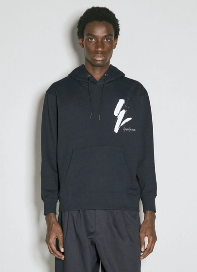 Shop Yohji Yamamoto Men X Ne Logo Print Hooded Sweatshirt In Black