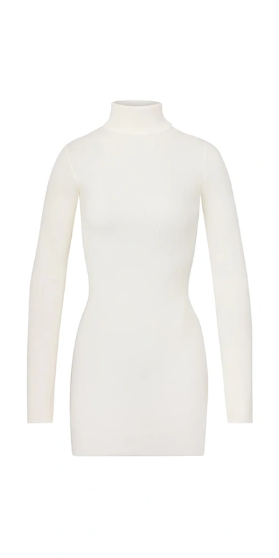 Shop Éterne Long Sleeve Turtleneck Mini Dress Cream